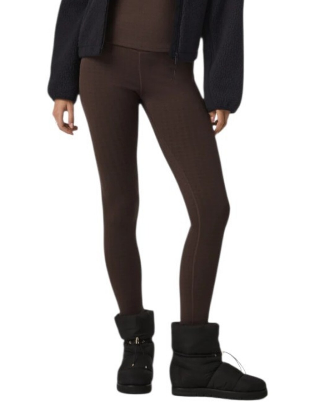 Vuori Textured Chilled Out Leggings Java Houndstooth Brown Size XXS High Rise